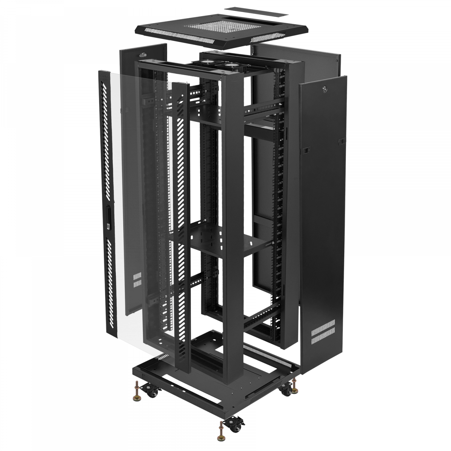 Gabinete Rack LINKMADE RK32-6LD 32U 60cm de Fondo Desarmado con Ventilador y PDU - Negro 5
