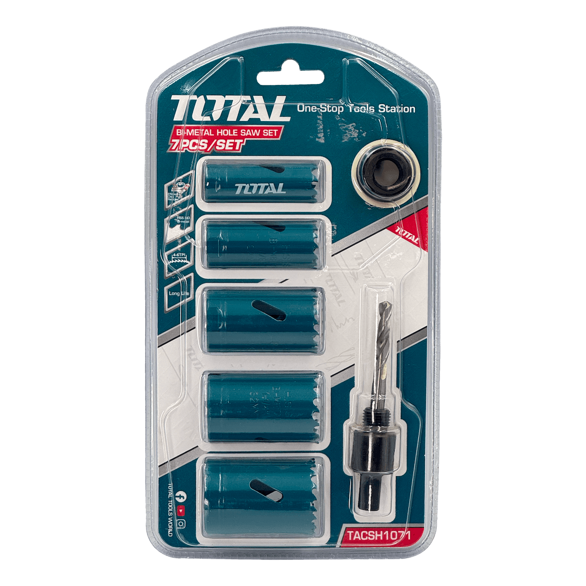 Set de Sierras de Copa TOTAL HSS M3 Bimetálicas 5 Piezas 19-35mm - Alta Precisión TACSH1071 1