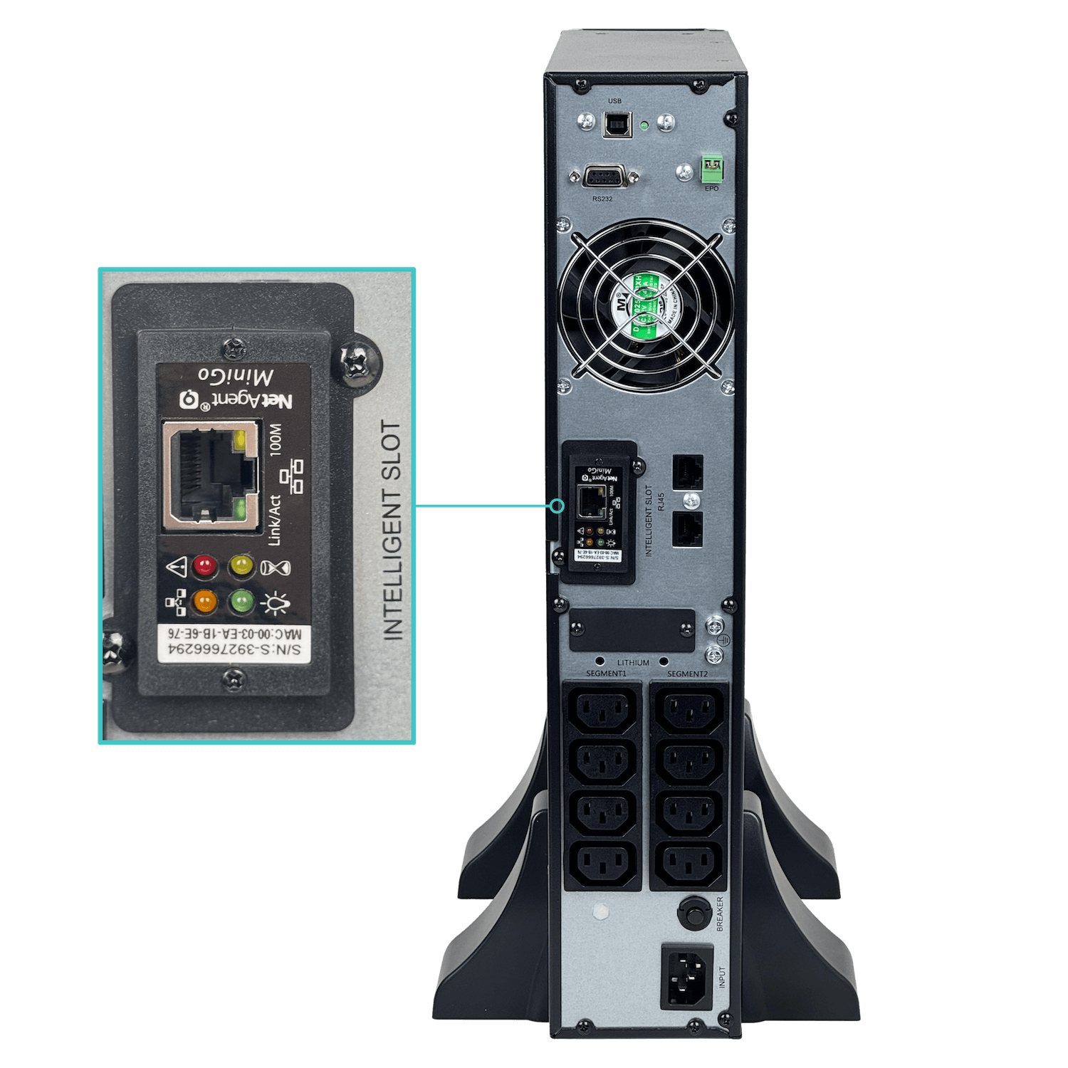 UPS Enersafe ESOL RTH-L 1KVA – Batería Ion Litio, 1000W, Rack/Torre, Online (Doble Conversión) 5