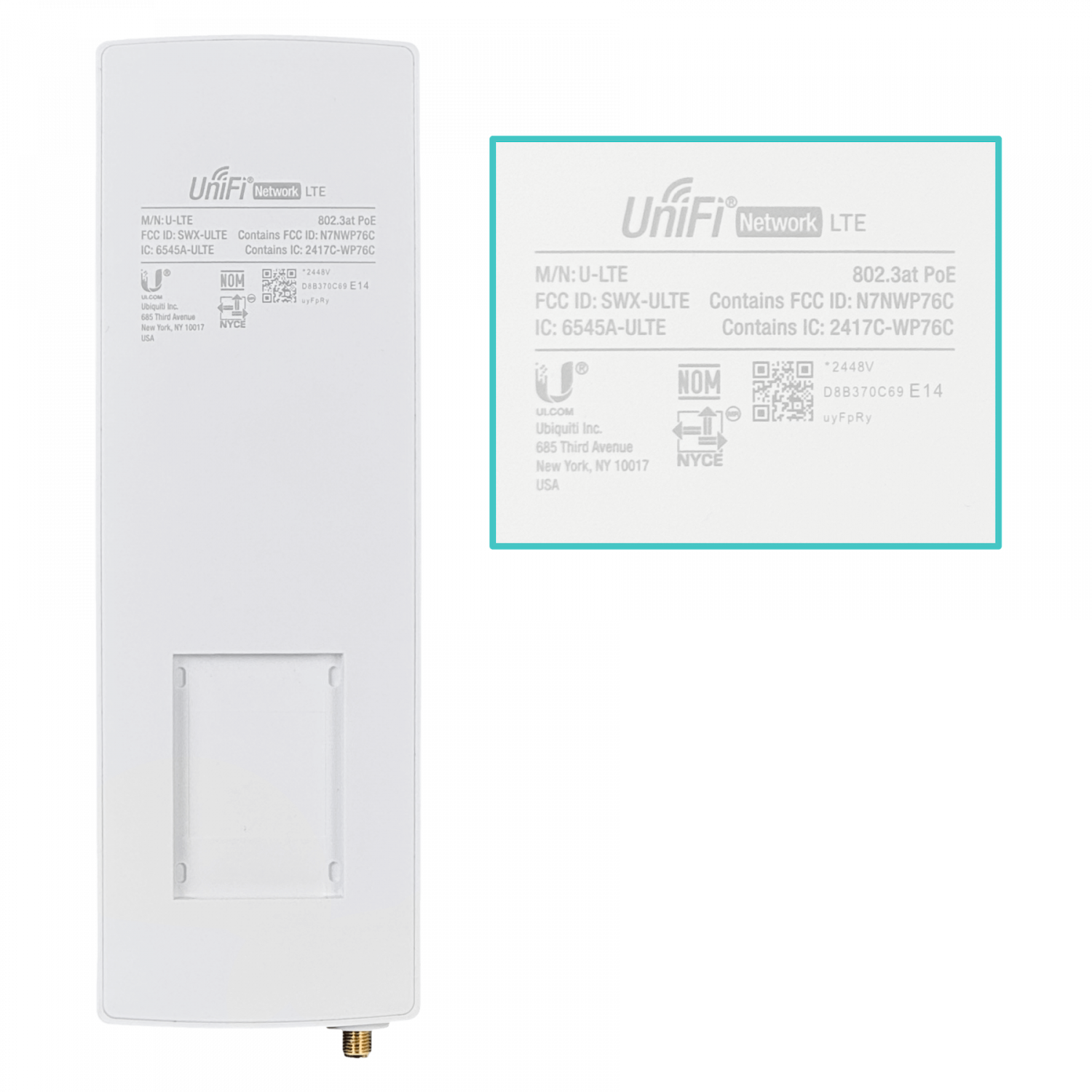 Módem LTE UniFi con SIM AT&T 1Gbps RPSMA PoE 48V Ubiquiti U-LTE-US  1