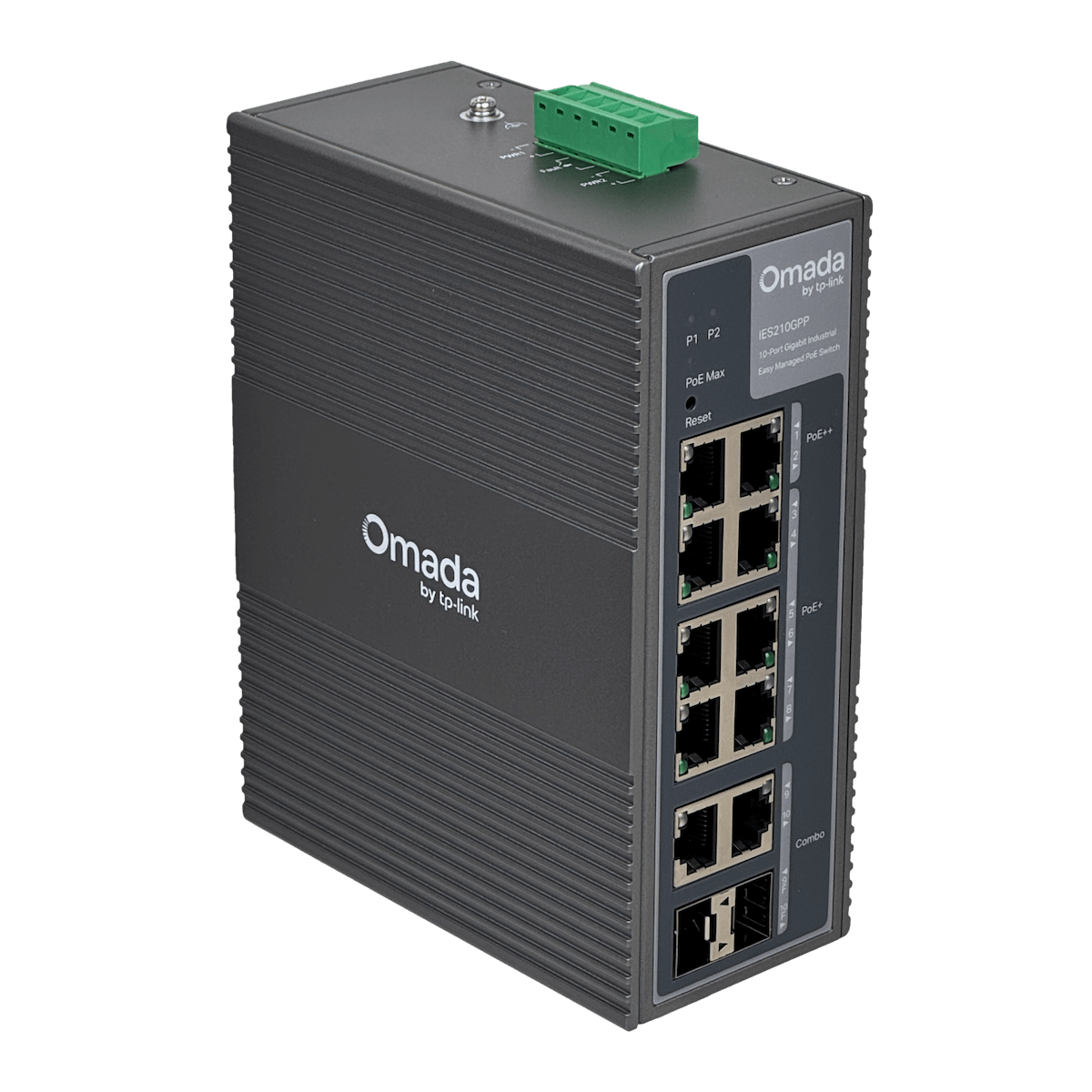 Switch industrial Gigabit con PoE++ y gestión Omada TP-Link Omada IES210GPP 8 PoE 2 SFP 240W 1