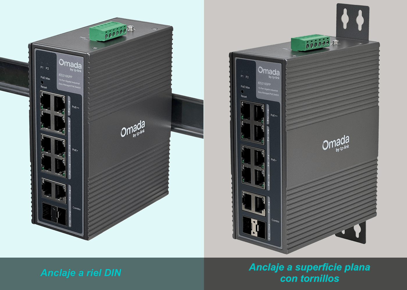 Switch industrial Gigabit con PoE++ y gestión Omada TP-Link Omada IES210GPP 8 PoE 2 SFP 240W 7