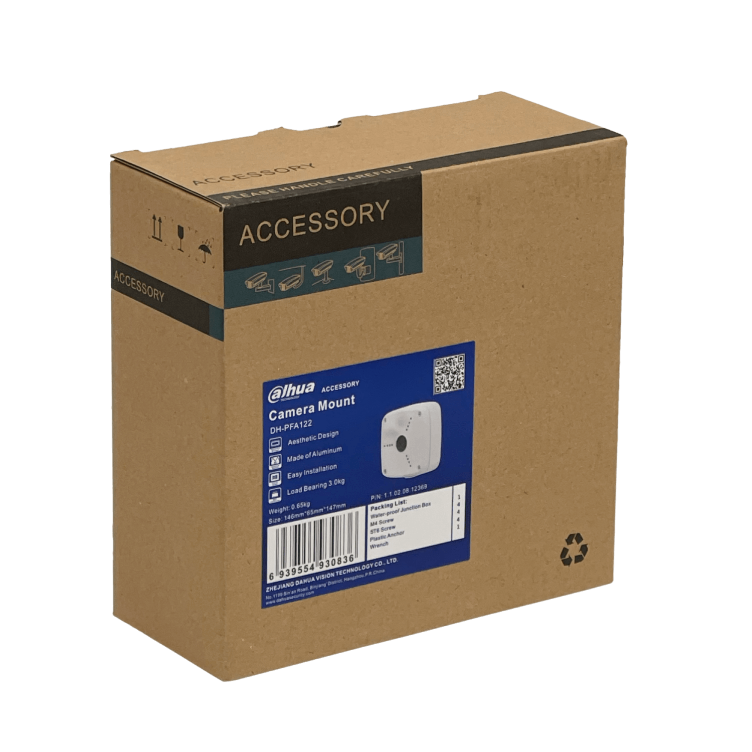 Soporte Dahua PFA122 Caja de Conexiones para Cámara Bala Exterior IP66 Aluminio Blanco 1