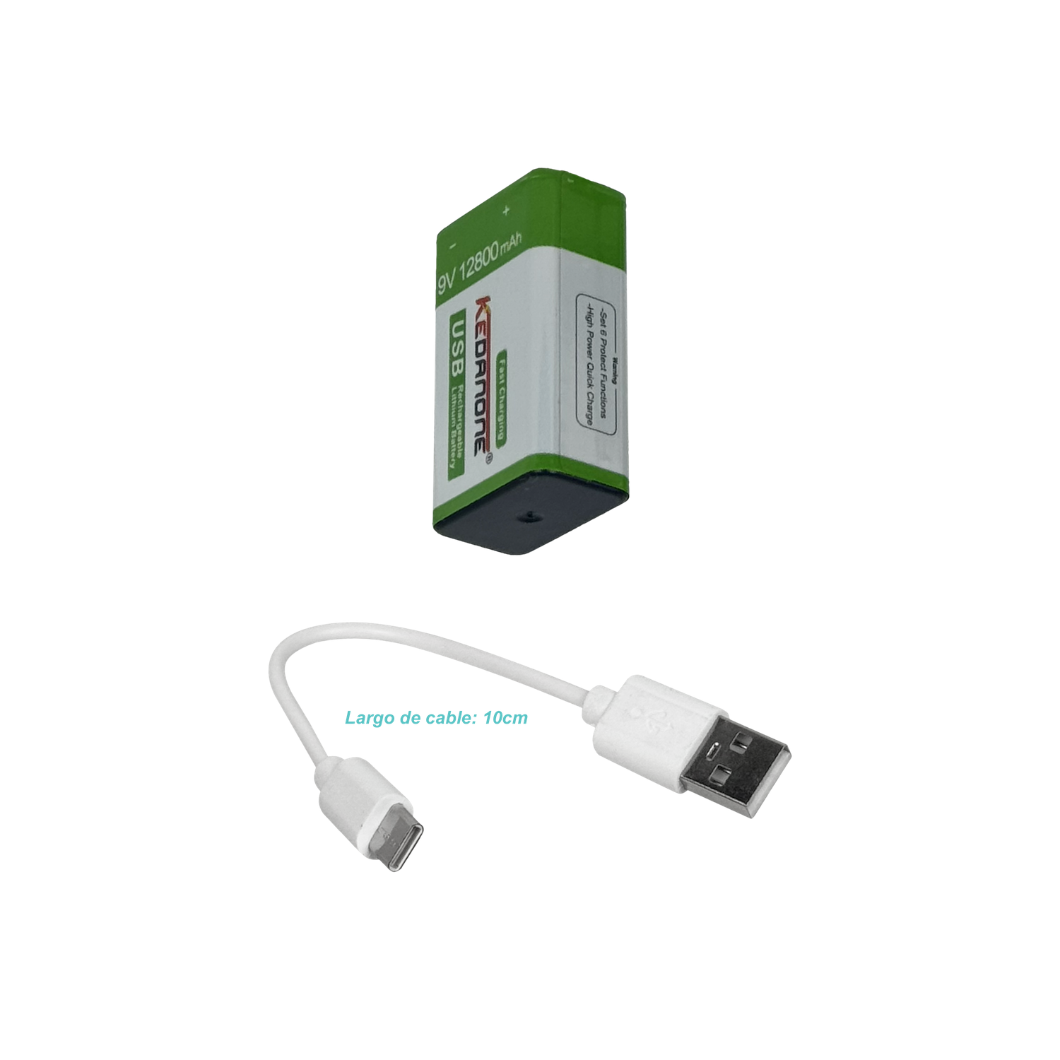 PHILCO 9V 12800mAH Recargable-USB-C Litio Pila/Bateria 3