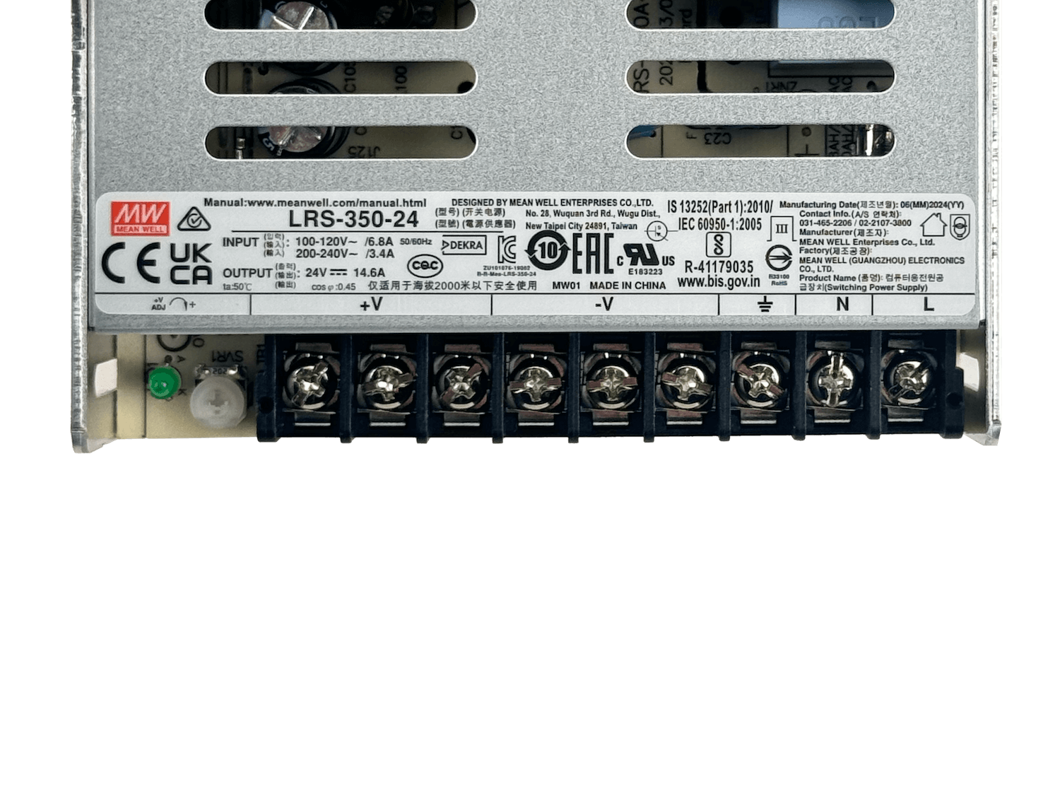 MEANWELL 350,4W 15V 23,2A Open-Frame Fuente-Poder 100-240VAC Ajustable 4