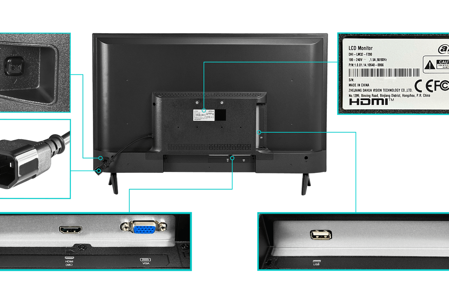 Monitor LED Dahua DHI-LM32-F200 de 32