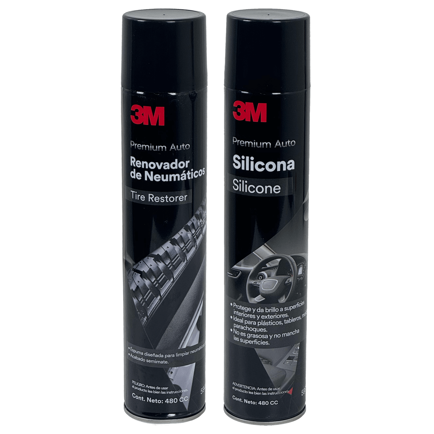 Kit de Limpieza 3M Spray 480ml Silicona y Renovador de Neumático - 1 Pack 1