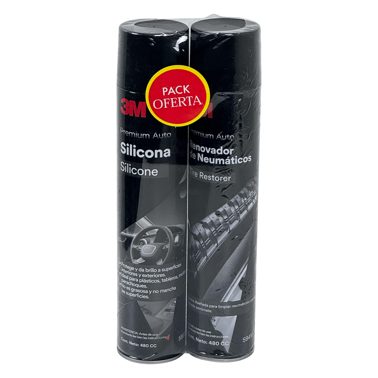 Kit de Limpieza 3M Spray 480ml Silicona y Renovador de Neumático - 1 Pack 2