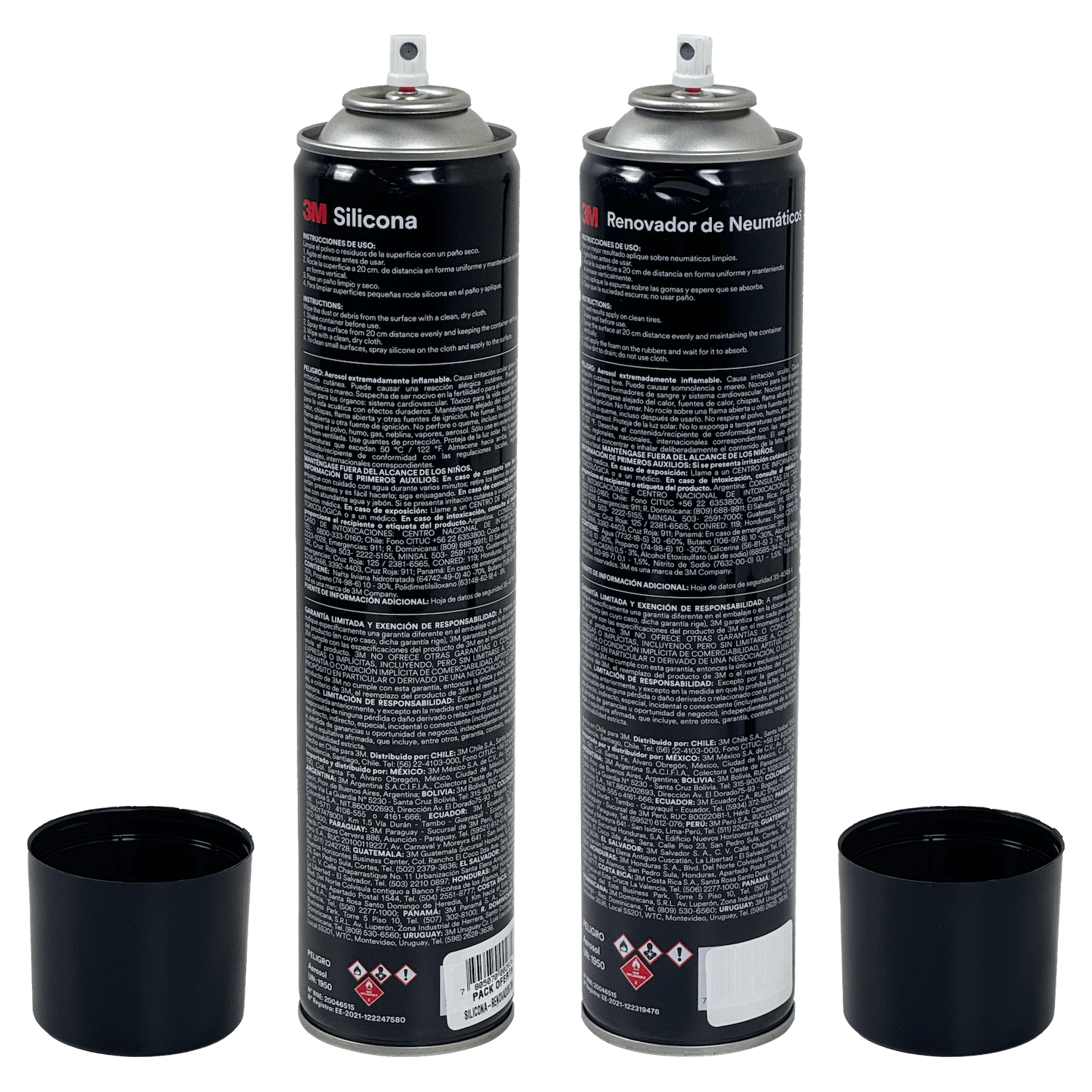 Kit de Limpieza 3M Spray 480ml Silicona y Renovador de Neumático - 1 Pack 3