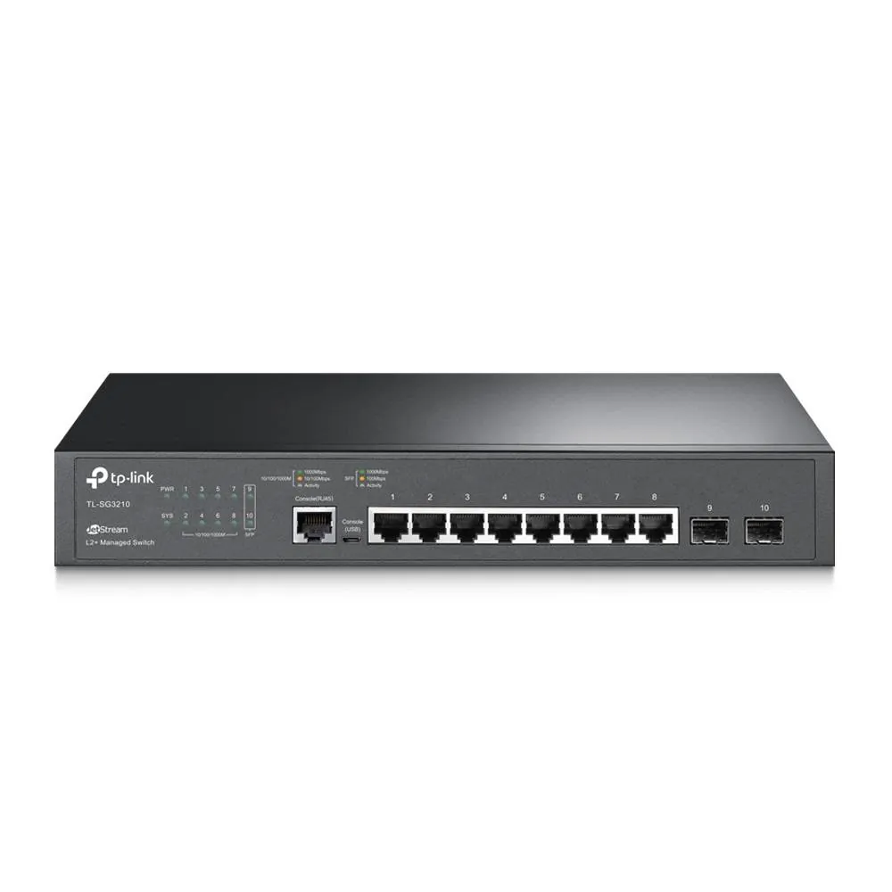 Switch Administrable TP-Link TL-SG3210, L2 de 8 Puertos Gigabit con 2 Ranuras SFP JetStream 1