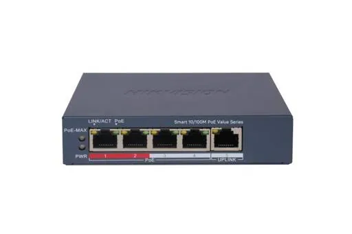 Switch de 4 Puertos Ethernet Hikvision, Conmutador PoE inteligente Fast Ethernet de 4 puertos 1