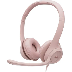 Audífonos con Micrófono Logitech H390, Micrófono c/ Supresión de Ruido, Rosado