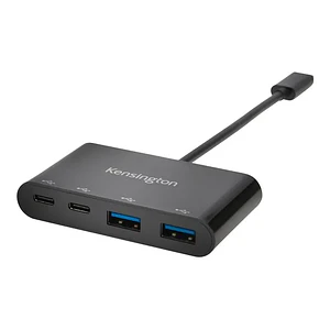 Adaptador hub Portable Kensington PocketHub, 2 x USB-B + 2 x USB-C, Negro