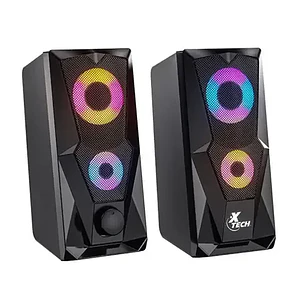 Parlantes estéreo multimedia de 2.0 canales con luces LED Xtech XTS-131 FireShot