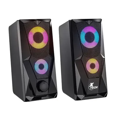 Parlantes estéreo multimedia de 2.0 canales con luces LED Xtech XTS-131 FireShot 1