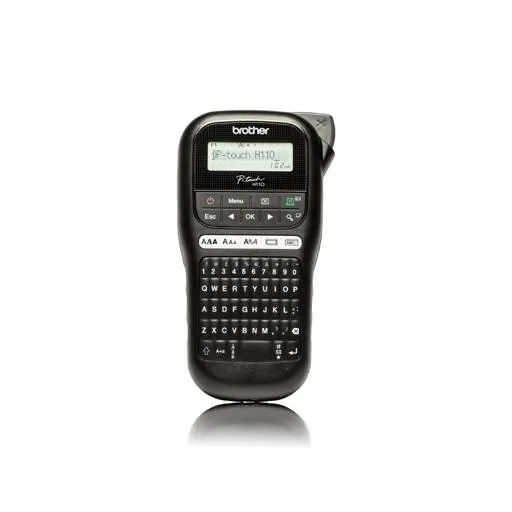 Rotuladora portátil de fácil uso Brother PT-H110BK, velocidad 20mm/seg, 3 fuentes,14 encuadres 1