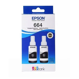 Pack de 2 Botellas de Tinta Original Epson 664 (T664120-2P), 70ml, Rendimiento 4.000 Páginas, Negro