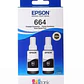 Pack de 2 Botellas de Tinta Original Epson 664 (T664120-2P), 70ml, Rendimiento 4.000 Páginas, Negro - Miniatura 1