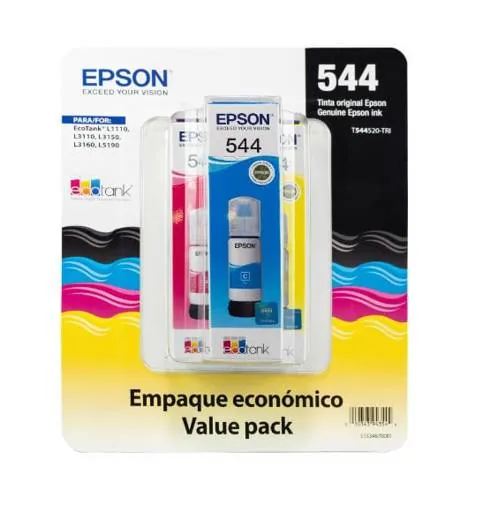 Pack de 3 Botellas de Tinta Original Epson T544, Amarillo - Cian - Magenta, 65ml 1