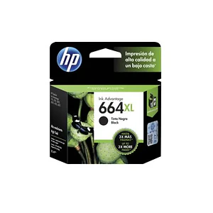 Cartucho original de tinta negra de alto rendimiento HP 664XL Advantage (F6V31AL)