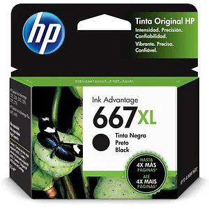 Cartucho de Tinta HP 667XL Negro – Alto Rendimiento y Calidad Original 3YM81AL