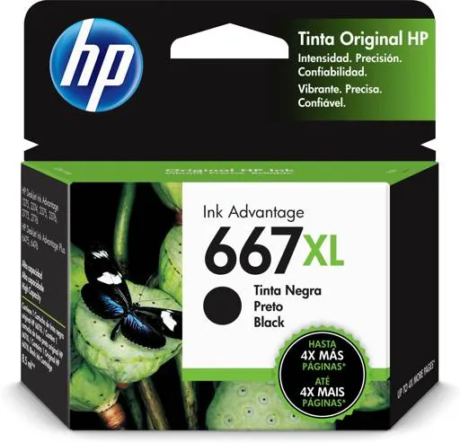 Cartucho de Tinta HP 667XL Negro – Alto Rendimiento y Calidad Original 3YM81AL 1