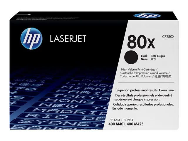 Cartucho de Tóner Original HP 80X, Negro de alto rendimiento, LaserJet (CF280X) 1