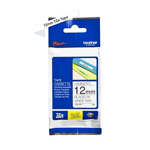 BROTHER 12mm Negro en Fondo Blanco Cinta 8mt p/PT-H110/E300/E550