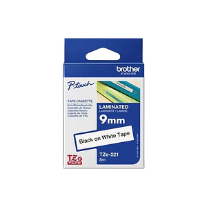 Cinta negro sobre blanco 9 mm (0,35