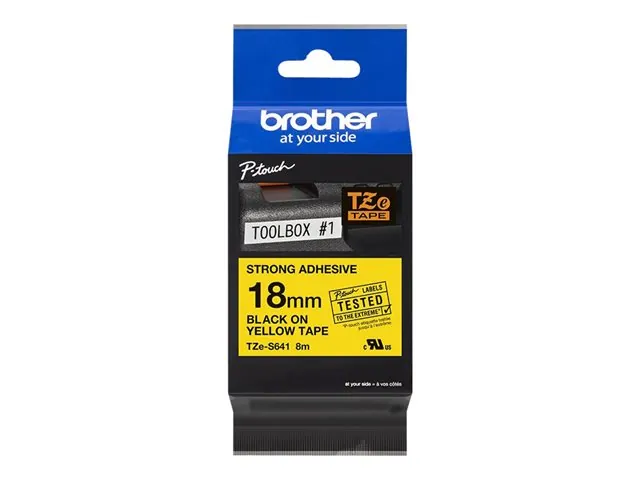 Cinta Brother TZES641 Negro sobre Amarillo 1