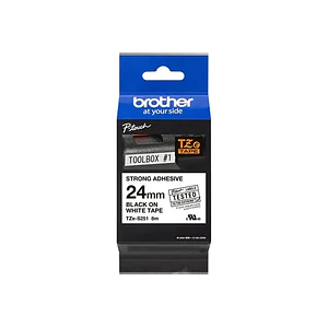 Cinta laminada superadhesiva Brother Texto negro sobre fondo blanco TZE-S251