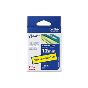 Cinta laminada Brother Texto negro sobre fondo amarillo TZE-631