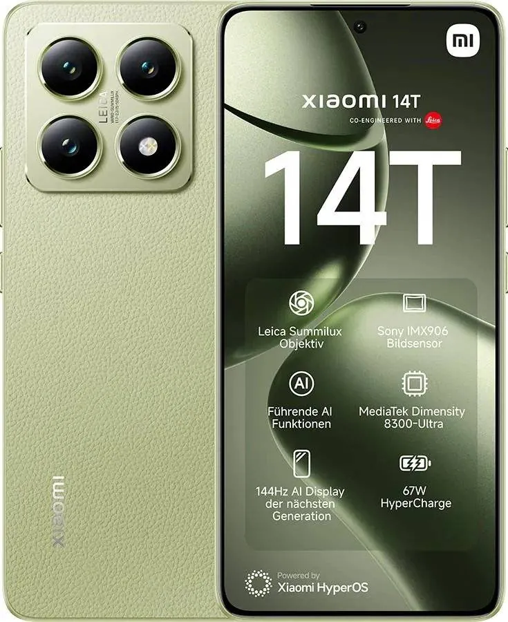 Smartphone Liberado Xiaomi 14T Lemon Green, 12GB RAM, 512GB, Cámara Leica, Pantalla 144Hz, 5000mAh 1
