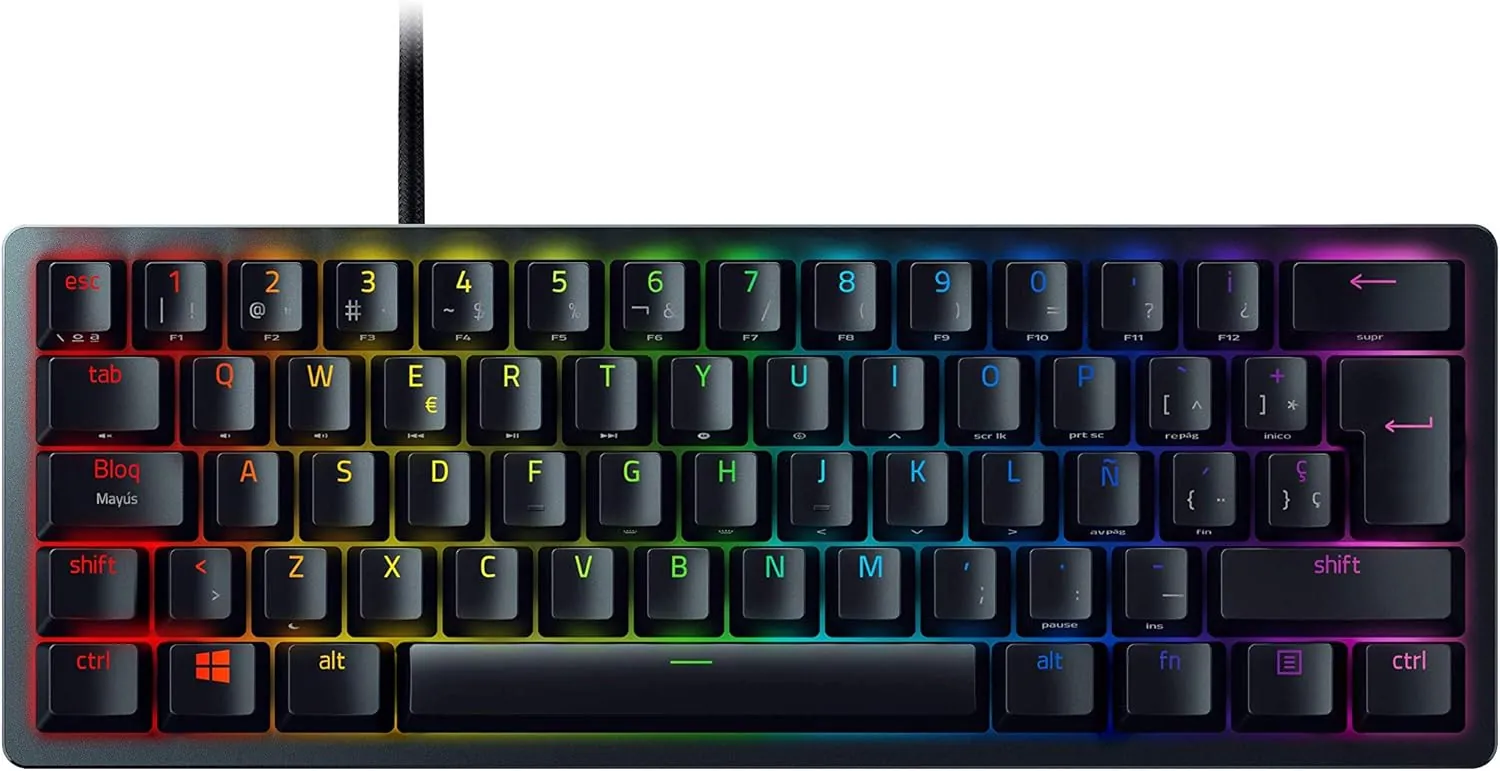 Teclado Gamer Razer Huntsman Mini Black, 60%, Switches Razer Purple, Chroma RGB, Español 1