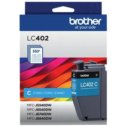 Cartucho de Tinta Original Brother LC402CS, Rendimiento 550 Páginas, Cian 1