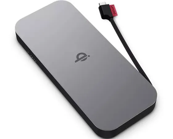 Cargador portatil Lenovo Go USB-C 10,000 mAh Carga Inalámbrica Qi 15W 1