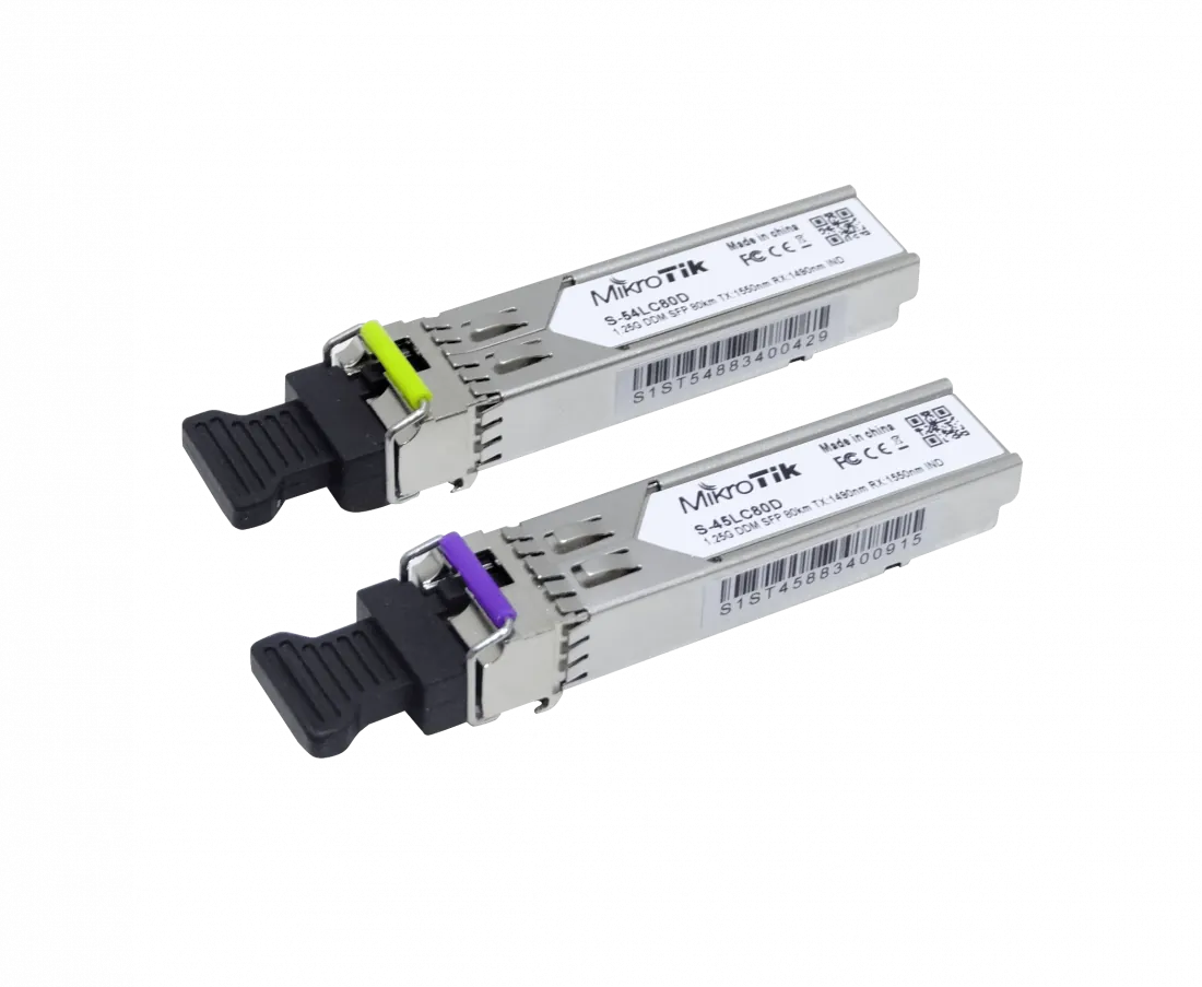 SFP MIKROTIK 1-LC 80km Pareja SFP WDM Bidireccional 1550nm/1490nm 1,25Gbps 1