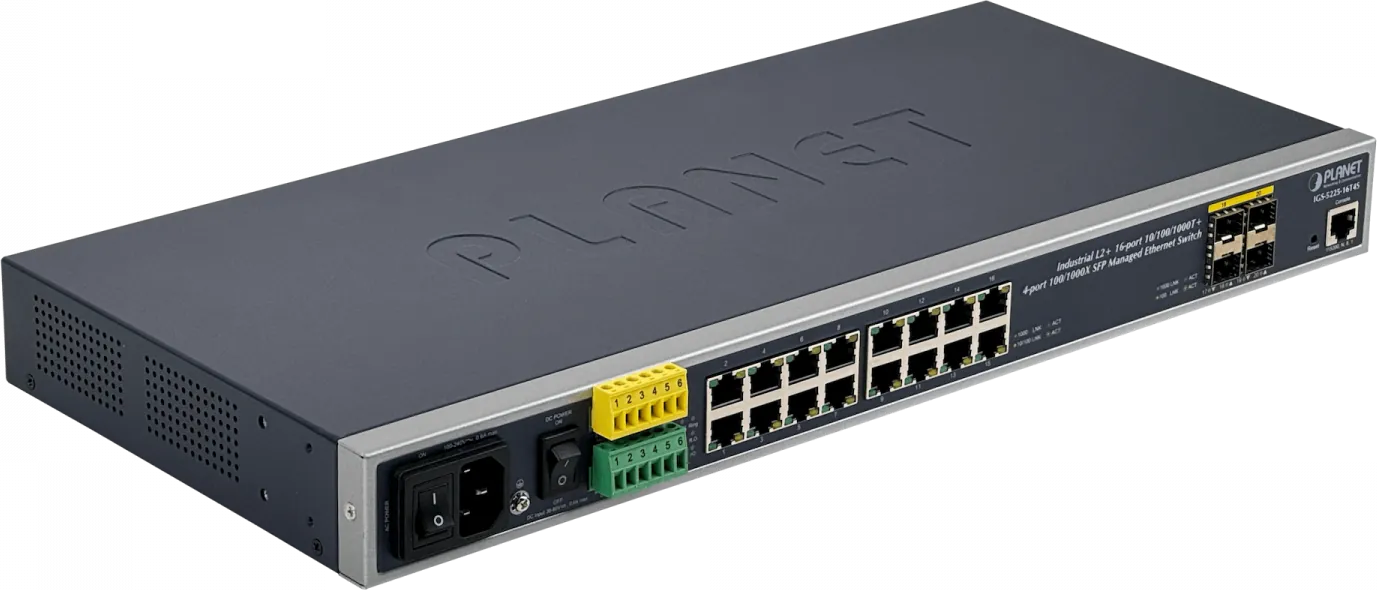 Switch Planet 16-1000 4-SFP Console L2/L4 Industrial Switch Rack 100-240VAC 1