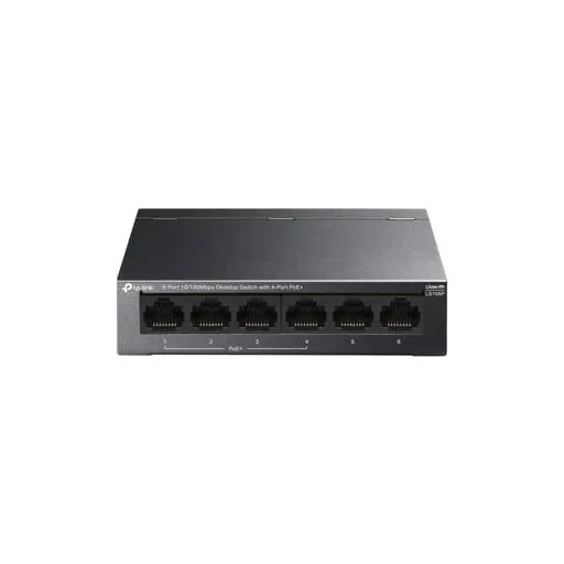 Switch TP-Link LS106P de 6 puertos 10/100 Mbps con 4 puertos PoE+ 1
