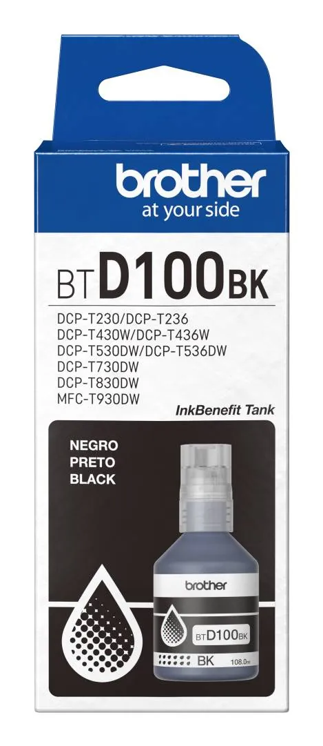 Botella de tinta original Brother BTD100BK color negro – textos claros y profesionales 1