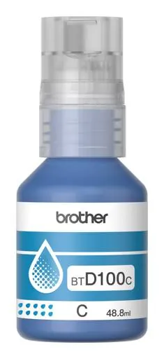 Botella de tinta original Brother BTD100C color cian – impresión nítida y duradera 1