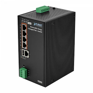 PLANET Switch Adm 5-1000-PoE+ CargaSolar PV24-45V/120W req-Bat24V Rdin