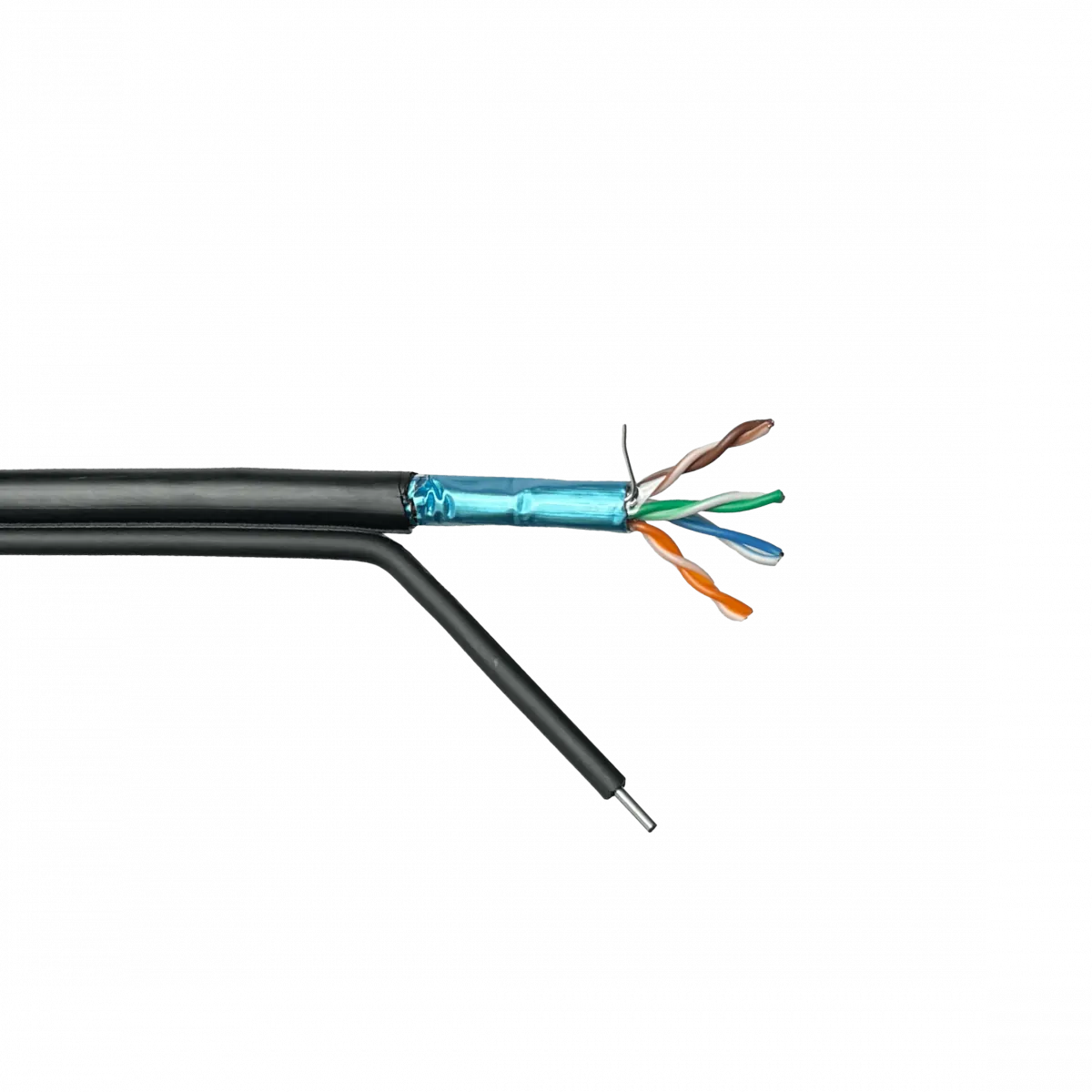 Cable Exterior Cat5e F/UTP Negro con Portante 100mt Unifilar Linkmade 1