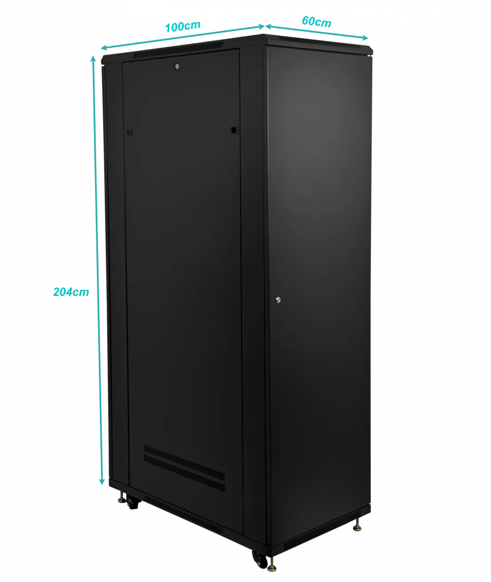 Gabinete Rack LINKMADE RK42-10VLD 42U 100cm de Fondo Desarmado con PDU, Ventilador y Bandejas, Negro 1