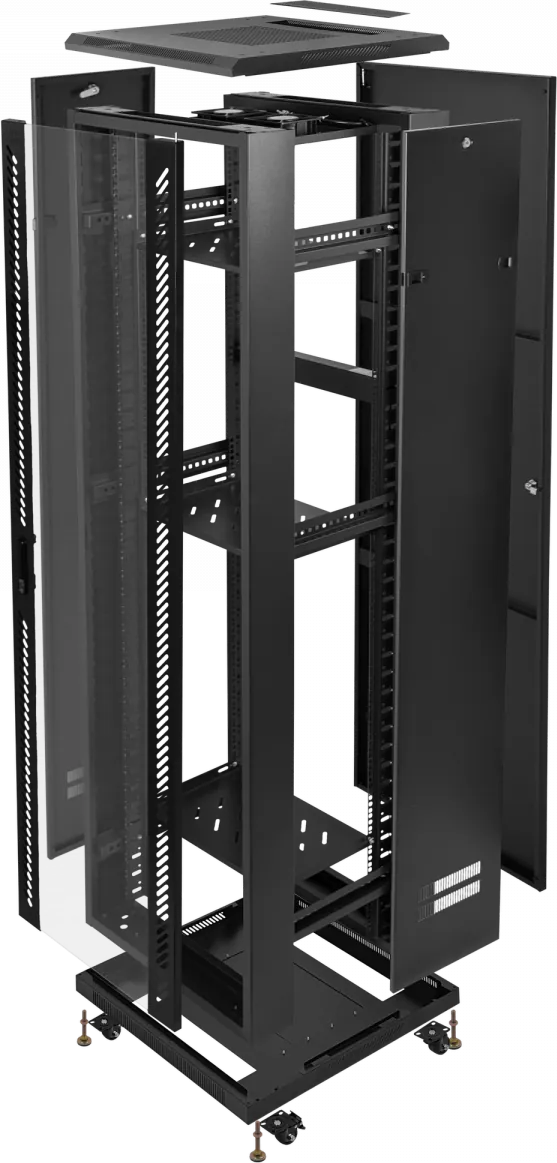 Gabinete Rack 42U 60cm de Fondo Desarmado con Turbina y Bandeja - Negro Linkmade 1