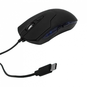 Mouse Type-C Cableado-135cm Negro Raton Clic-Silencioso