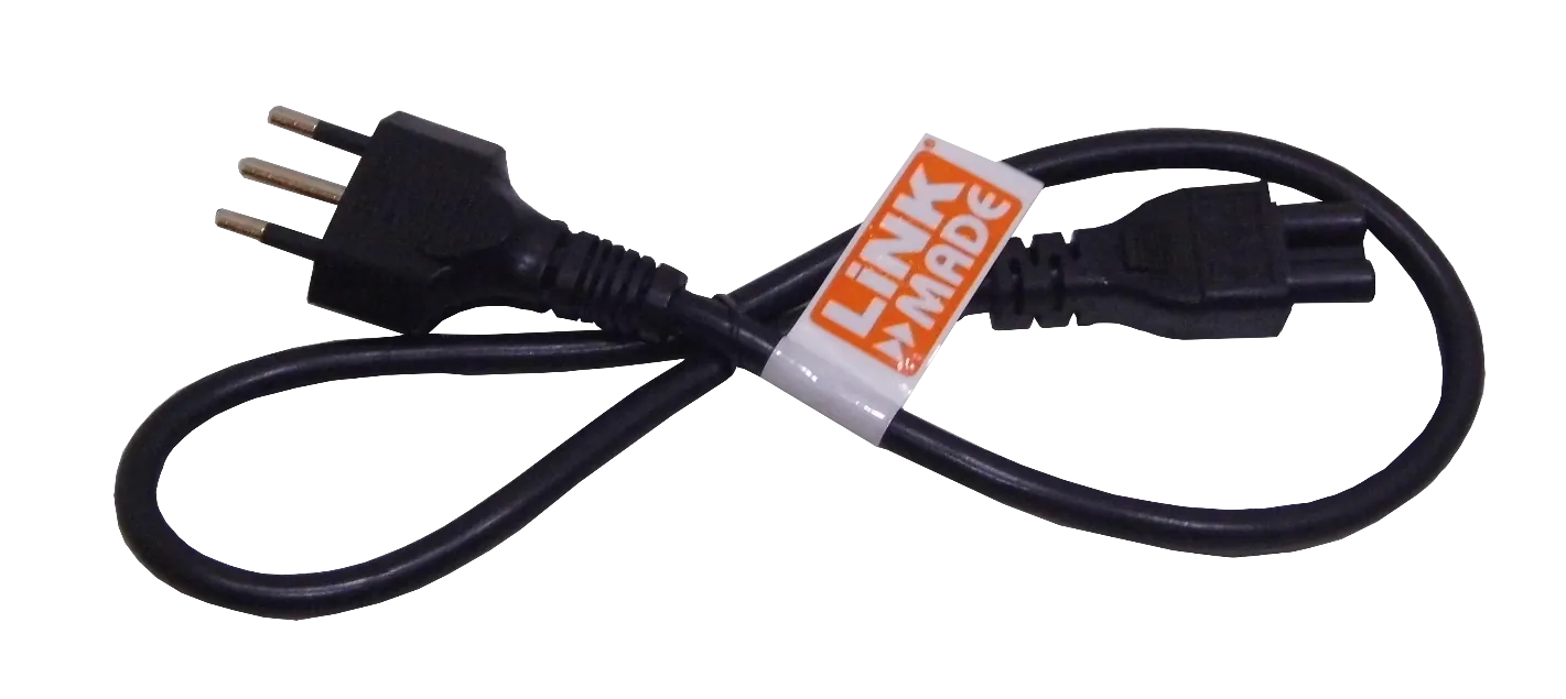 Cable 0,6mt Negro Trebol-C5-Hembra Chile-Macho Cable Poder 6A 3x0,75mm2 60cm 1