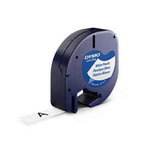 ETIQUETA PLASTICA DYMO NEGRO SOBRE BLANCO 12MM X 4M  LETRATAG