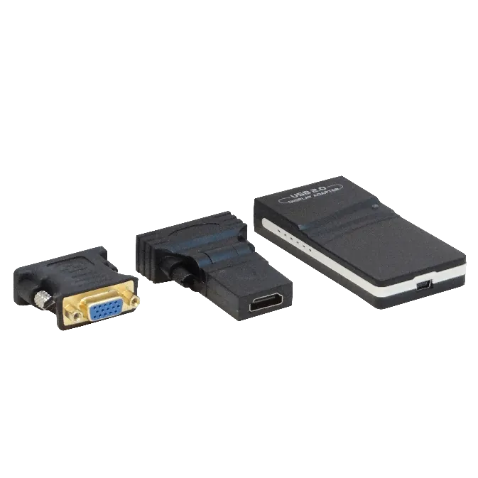 Adaptador USB 2.0 a DVI, Resolución 2048x1152 32bit, Incluye DVI a HDMI y DVI a VGA 1