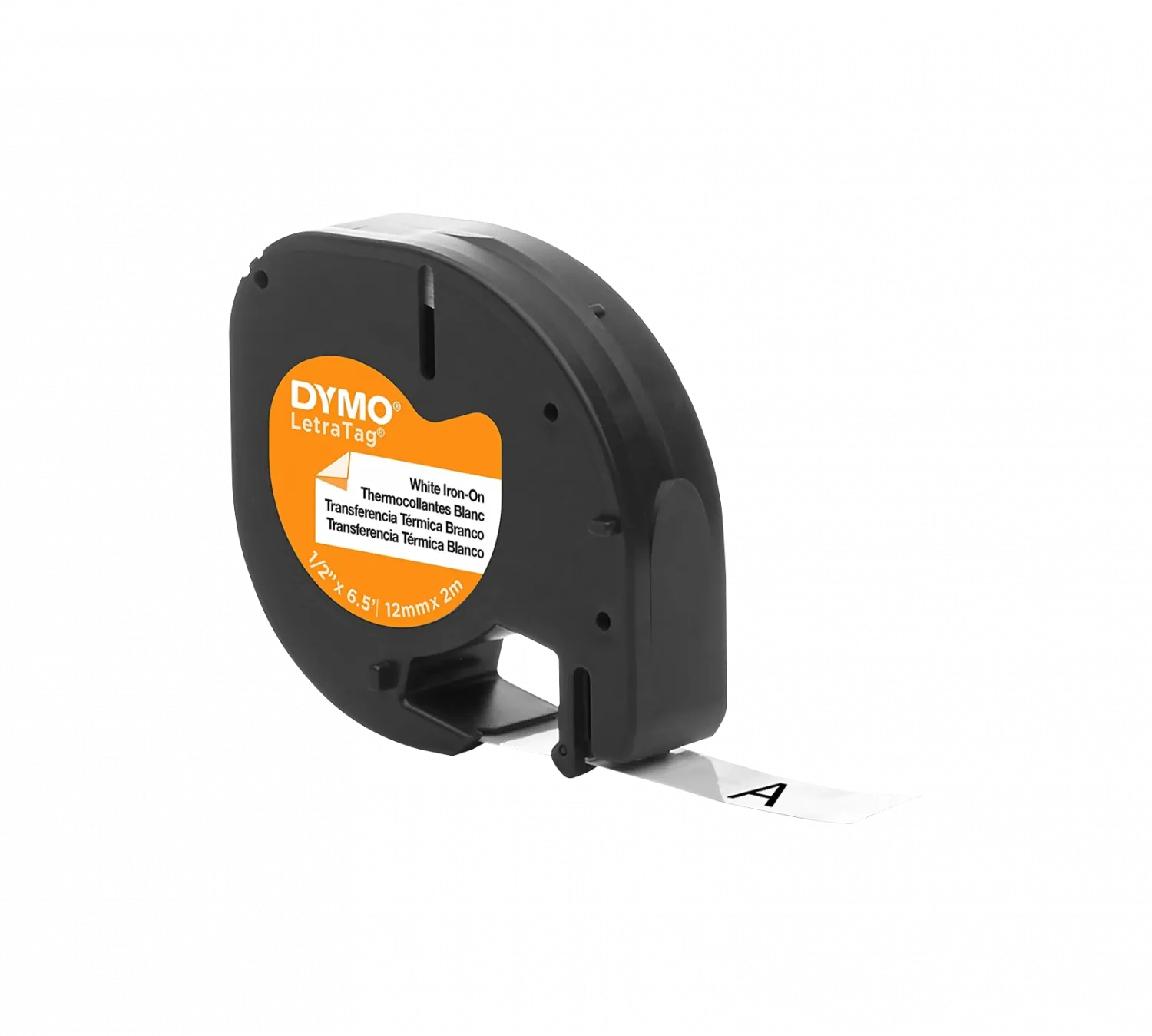 Etiqueta Letratag DYMO Planchable p/Tela Negro sobre Blanco 12mm x 2mt  1